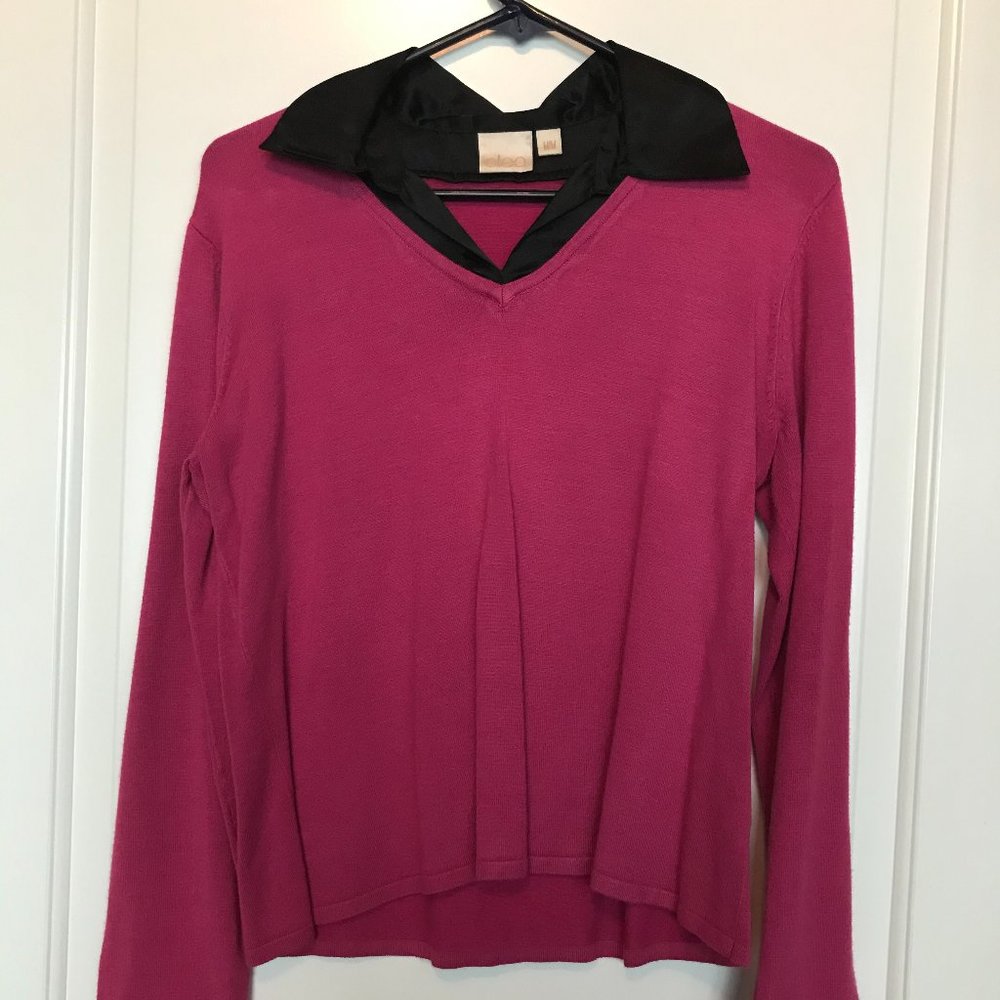 Women's M Pink Mock Blouse Sweater Top